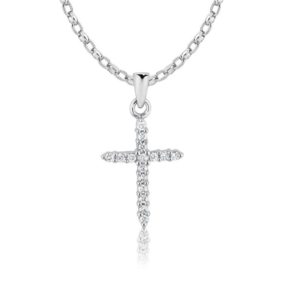 Diamond set cross pendant in 9ct white gold