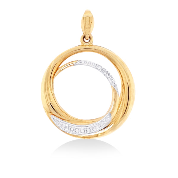 Double circle diamond pendant in yellow gold
