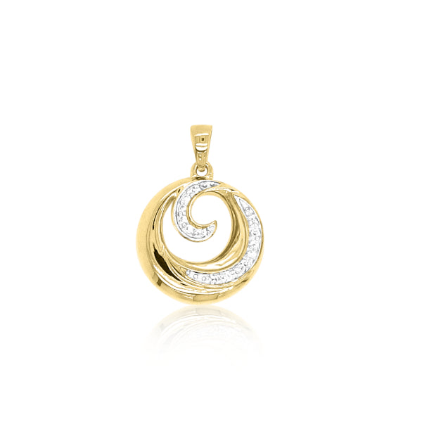 Diamond koru pendant in 9ct yellow gold