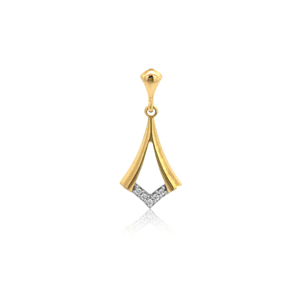 Diamond V shaped drop pendant in 9ct yellow gold
