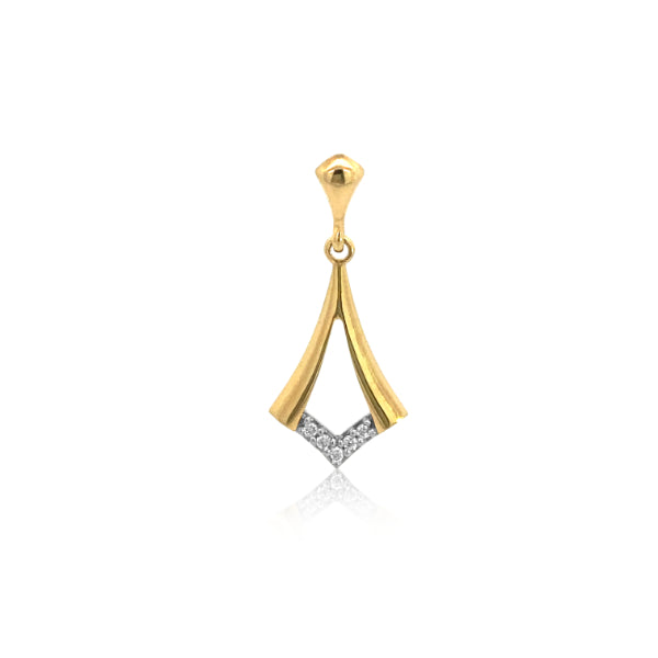 Gold and Diamond V shaped Pendant