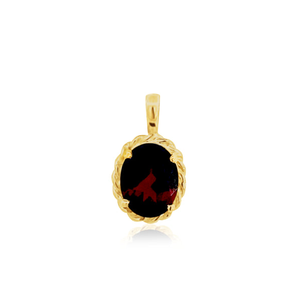 9ct yellow gold garnet pendant