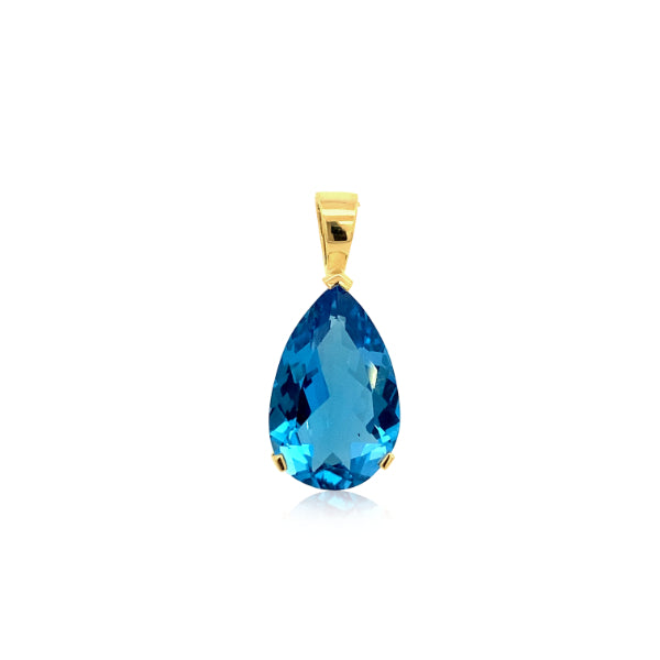 9ct yellow gold blue topaz pendant