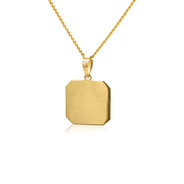 Plain octagon pendant in 9ct yellow gold with gold plated chain