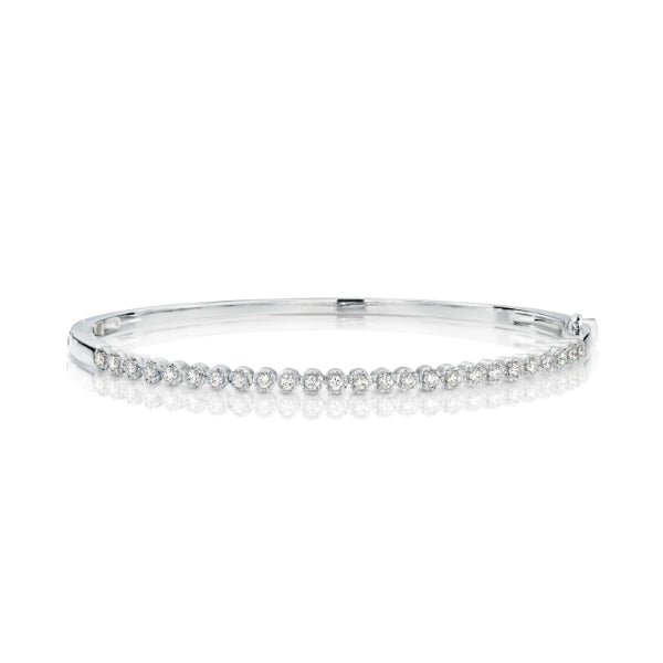 Diamond set hinged bangle in 9ct white gold