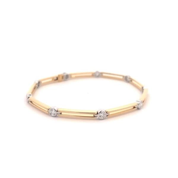 Diamond double bar bracelet in 18ct yellow and white gold -19cm