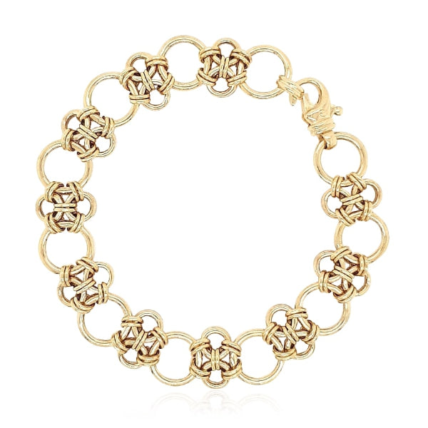 20cm circle and knot bracelet with parrot clasp in 9ct yellow gold