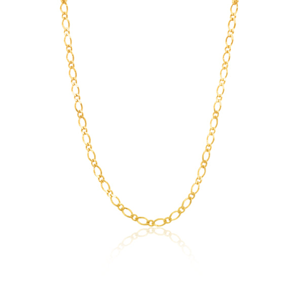 Diamond cut oval anklet in 9ct yellow gold - 24cm