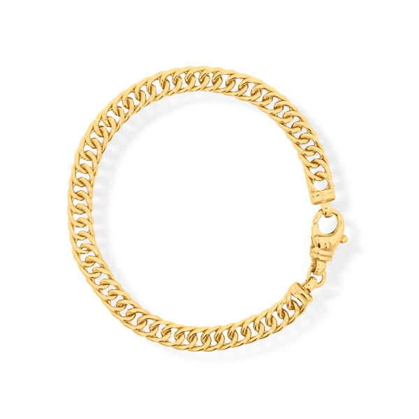 19cm double curb bracelet with parrot clasp in 9ct yellow gold