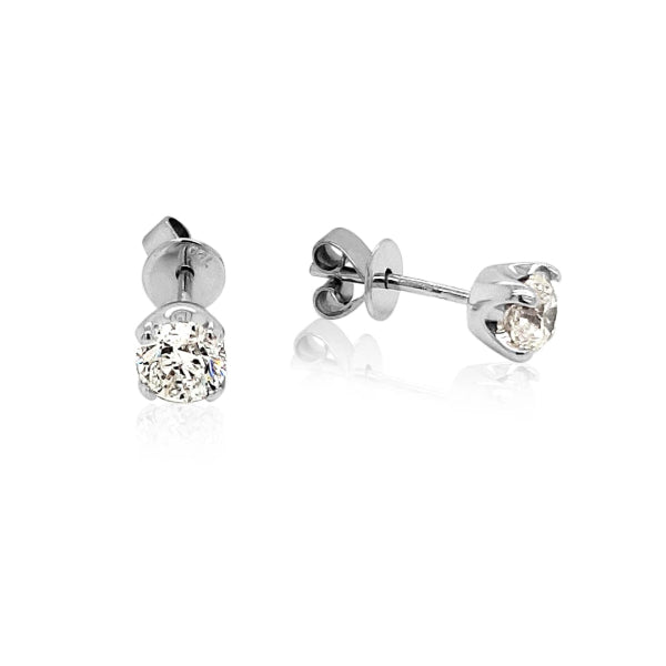 Diamond stud earrings in 18ct white gold - total of 1 carat