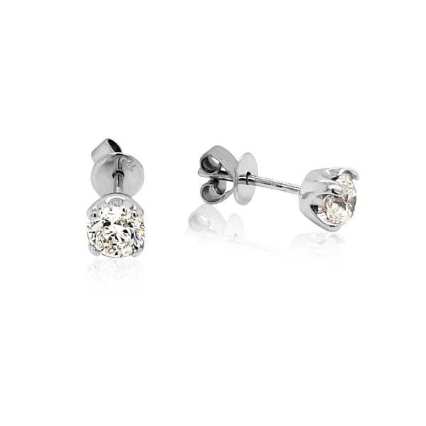 Diamond stud earrings in 18ct white gold - 1 carat