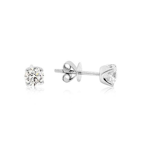 Diamond stud earrings in 18ct white gold - TDW 0.80ct