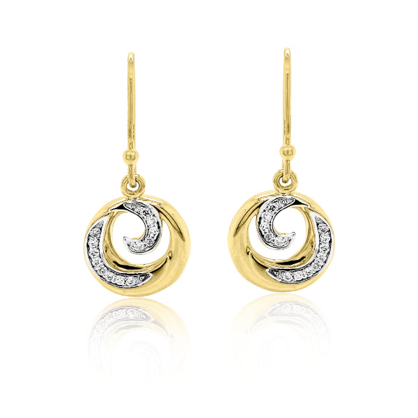 Diamond circle drop earrings in 9ct yellow gold