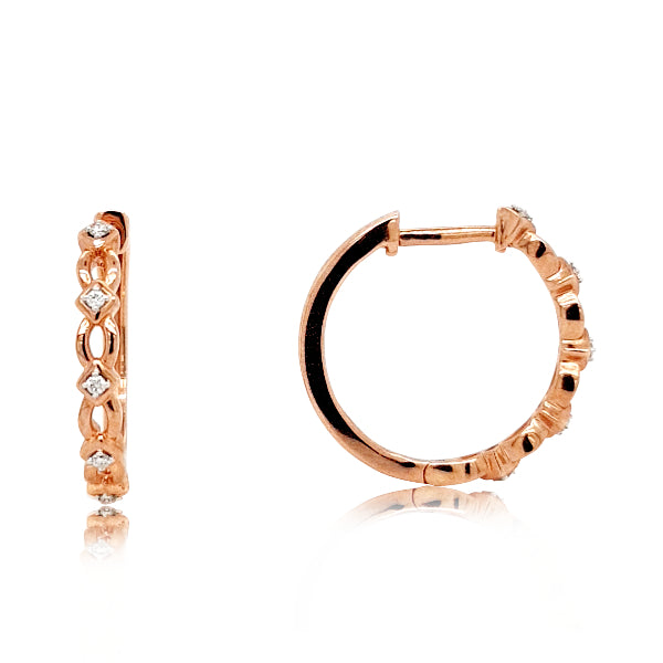 Diamond set huggie earrings in 9ct rose gold