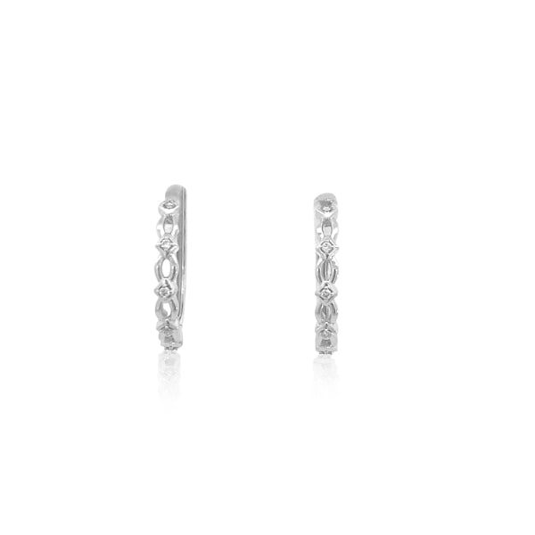 Diamond set huggie earrings in 9ct white gold