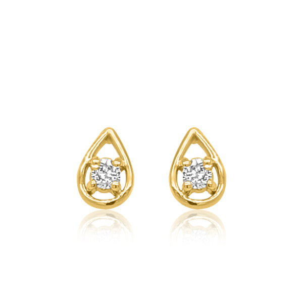 Diamond teardrop stud earrings in 9ct yellow gold