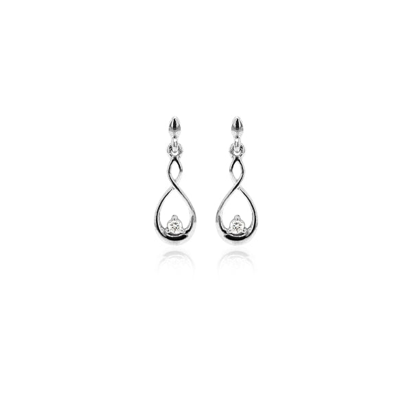 Diamond twist drop earrings in 9ct white gold