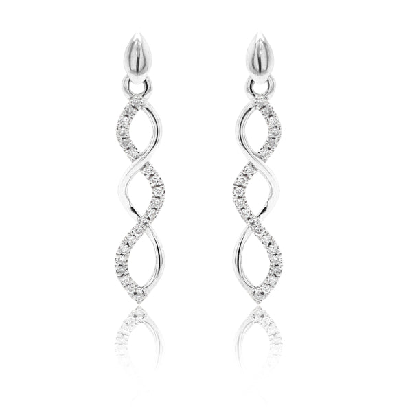 Diamond twist drop earrings in 9ct white gold