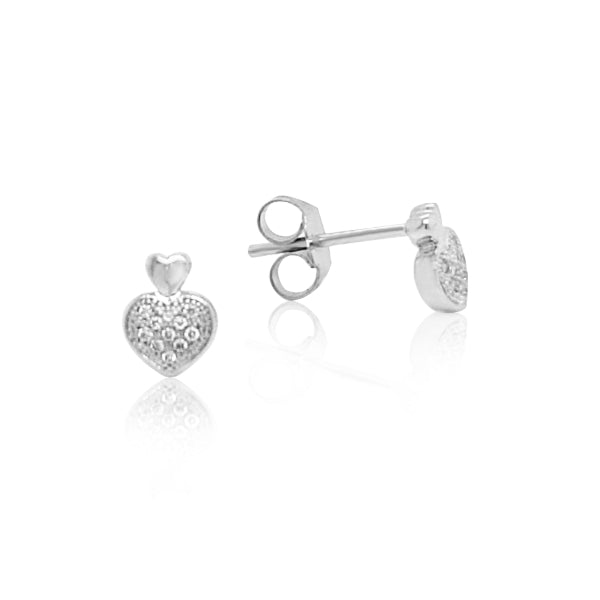 Diamond heart stud earrings in 9ct white gold