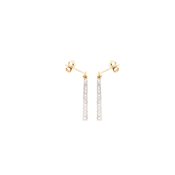 Diamond drops stud earrings in 9ct yellow gold