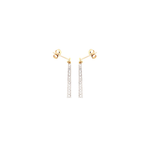Diamond drop on stud earrings in 9ct yellow gold