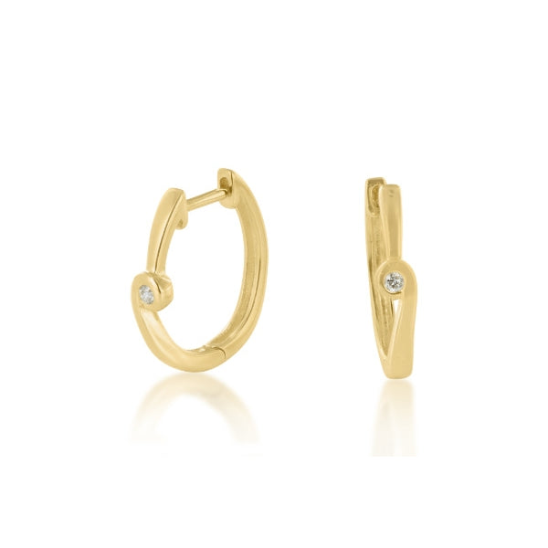 Diamond hinged huggie earrings in 9ct yellow gold