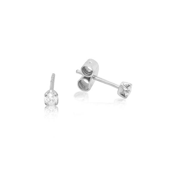 Diamond stud earrings in 9ct white gold - TDW 0.16ct