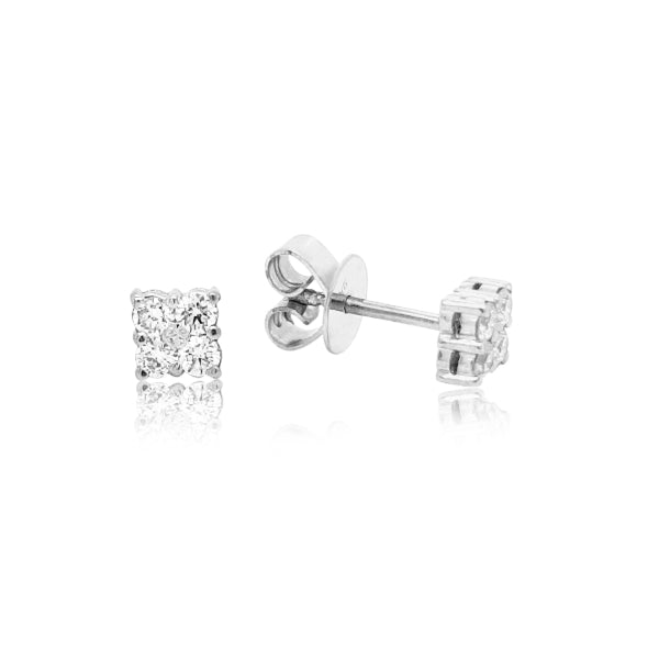 Diamond cluster stud earrings in 9ct white gold
