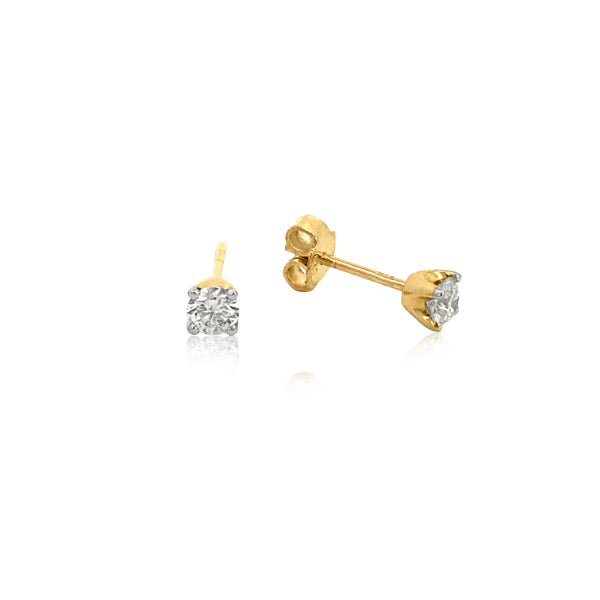 Diamond stud earrings in 9ct yellow gold - 0.40
