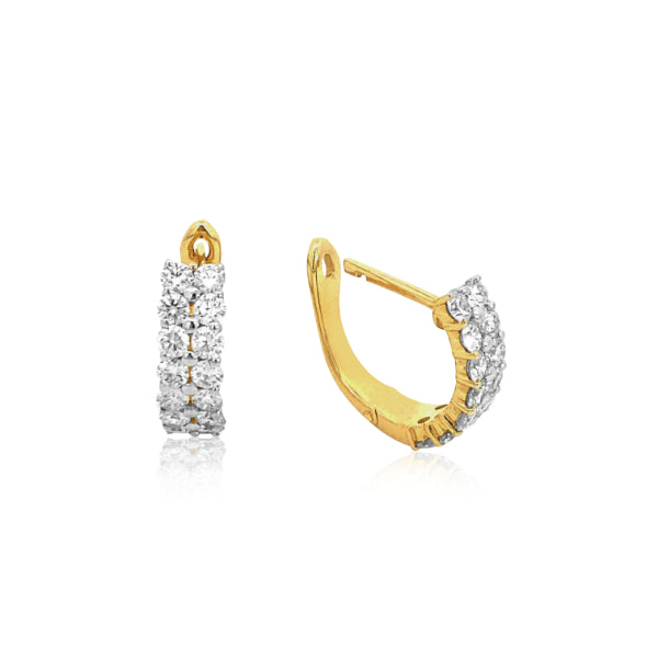 9ct yellow gold diamond huggies - 1.05ct