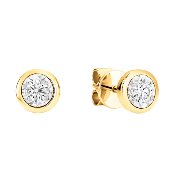 Miracle set diamond stud earrings in 9ct yellow gold