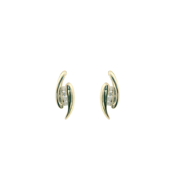 Diamond set stud earrings in 9ct yellow gold