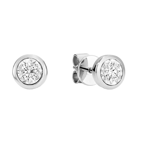 Miracle set diamond stud earrings in 9ct white gold