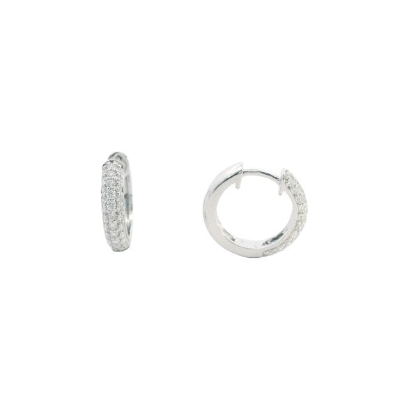 Diamond huggie hoop earrings in 18ct white gold