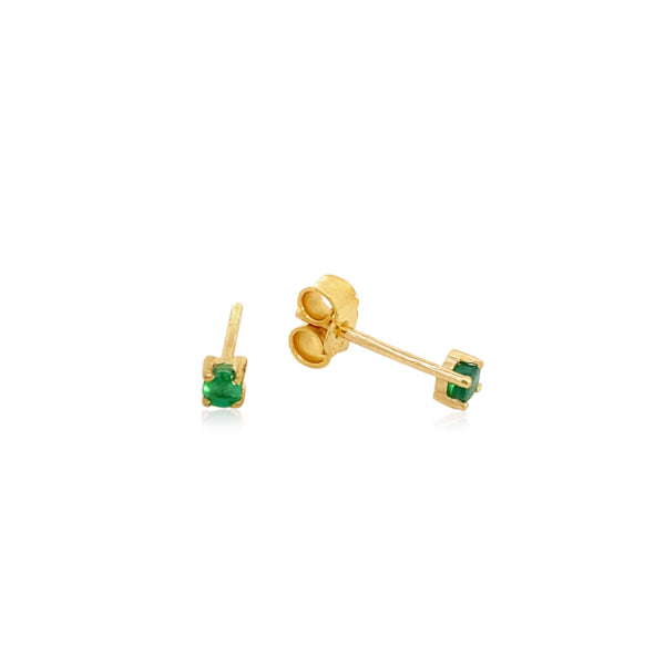 Emerald stud earrings in 9ct yellow gold - 2.5mm