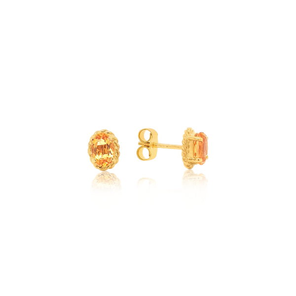 Citrine rope edge earrings in 9ct yellow gold