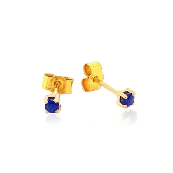 Sapphire stud earrings in 9ct yellow gold - 2.5mm