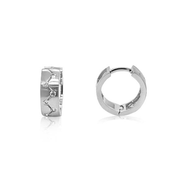 CZ huggie hoop earrings in 9ct white gold
