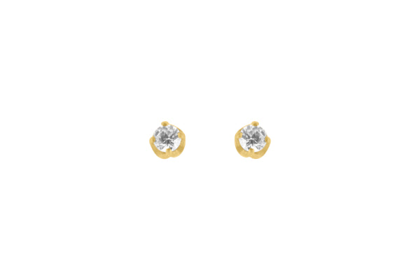 CZ stud earrings in 9ct gold - 3mm