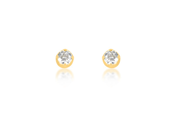CZ stud earrings in 9ct gold - 4mm