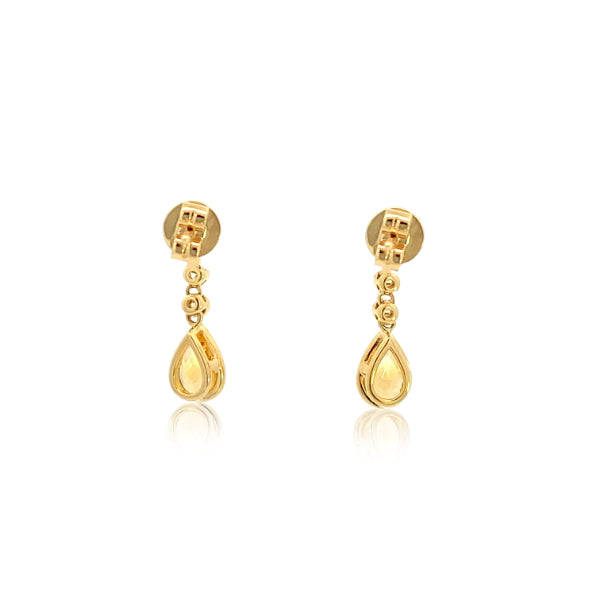 Pear citrine and diamond drop stud earrings in 9ct yellow gold