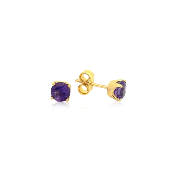 Amethyst stud earrings in 9ct yellow gold