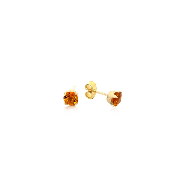 Citrine stud earrings in 9ct yellow gold - 5mm