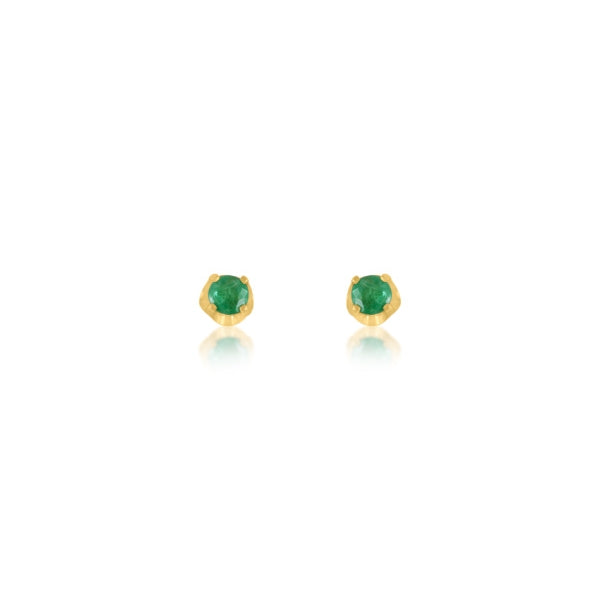 Emerald stud earrings in 9ct gold - 3mm