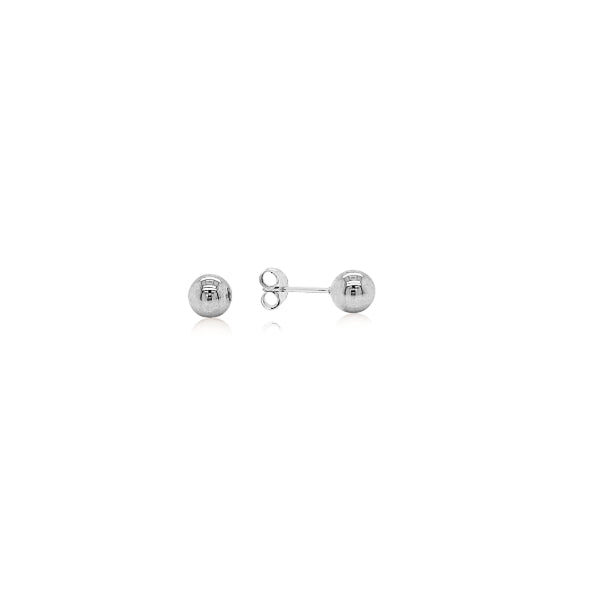 Ball stud earrings in 9ct white gold - 5mm