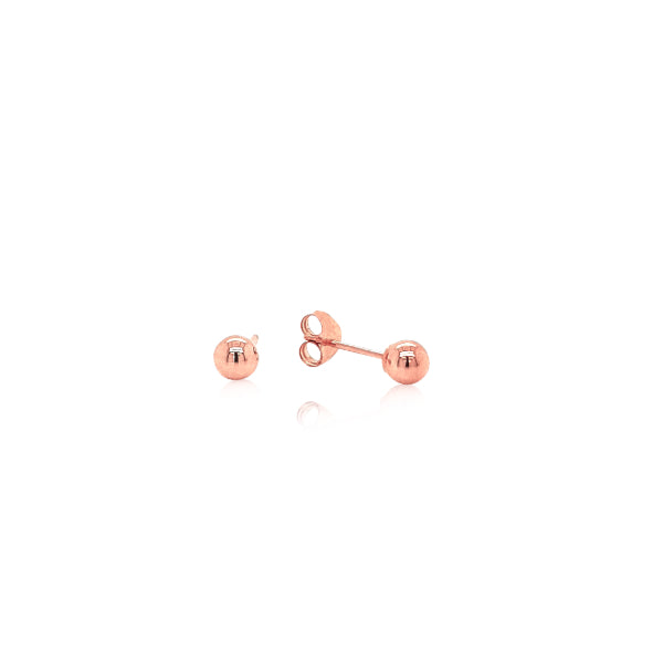 Ball stud earrings in 9ct rose gold - 4mm