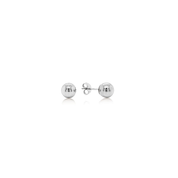 Ball stud earrings in 9ct white gold - 6mm