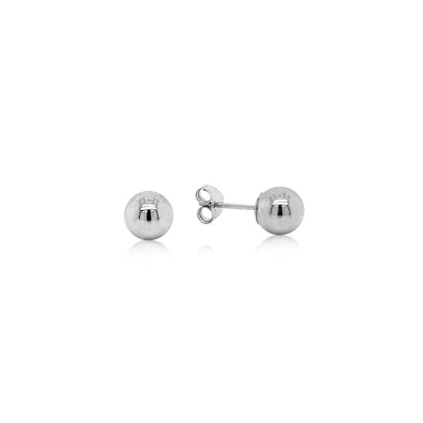 Ball stud earrings in 9ct white gold - 6mm