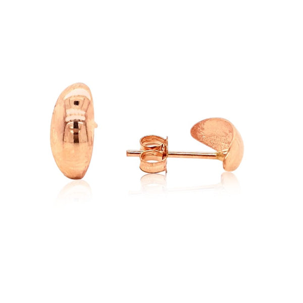 Small elliptical stud earrings in 9ct rose gold
