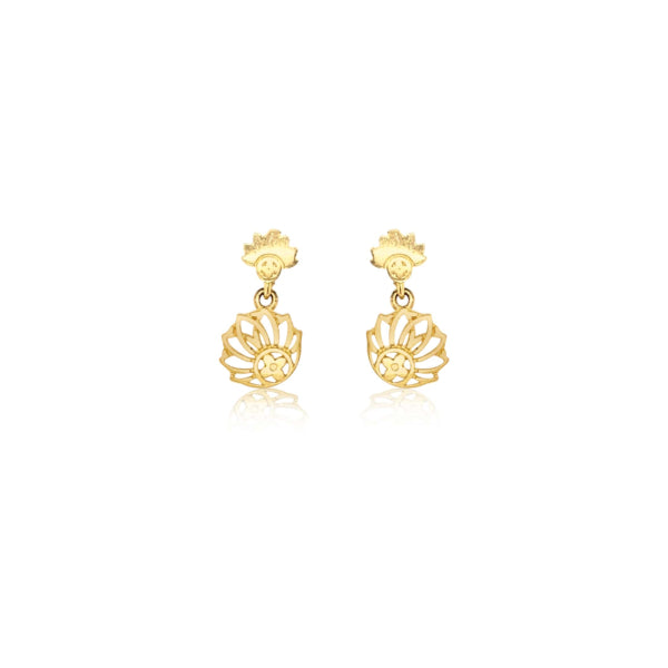 Lotus drop earrings in 9ct yellow gold